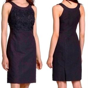 Anthropologie Black Linen Oleander Lace Crochet Sleeveless Sheath Dress SZ…